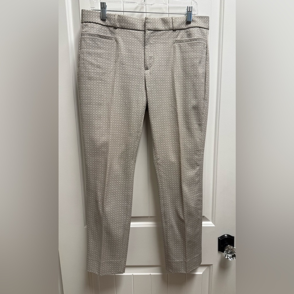Banana Republic Jackson Fit Gray Geometric Print Tailored Pants Size 8 Like New